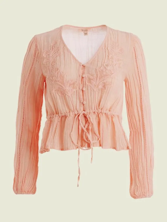 Women GUESS Tops Lensie Top Pink Roses Multi