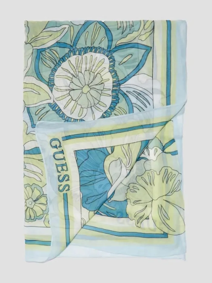 Women GUESS Tops Lila Floral Scarf Green Multi