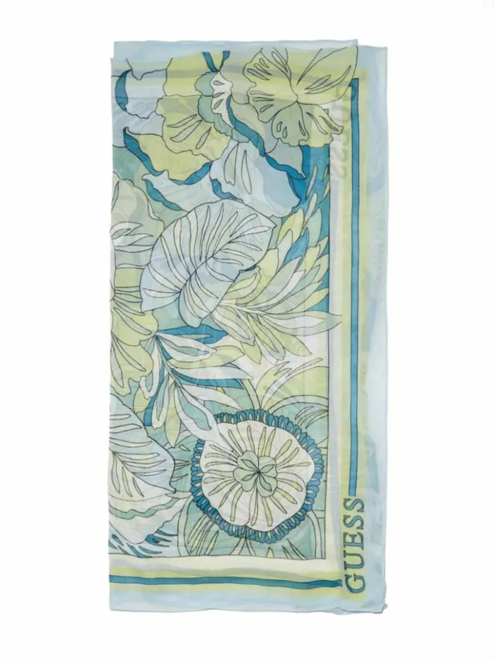 Women GUESS Tops Lila Floral Scarf Green Multi