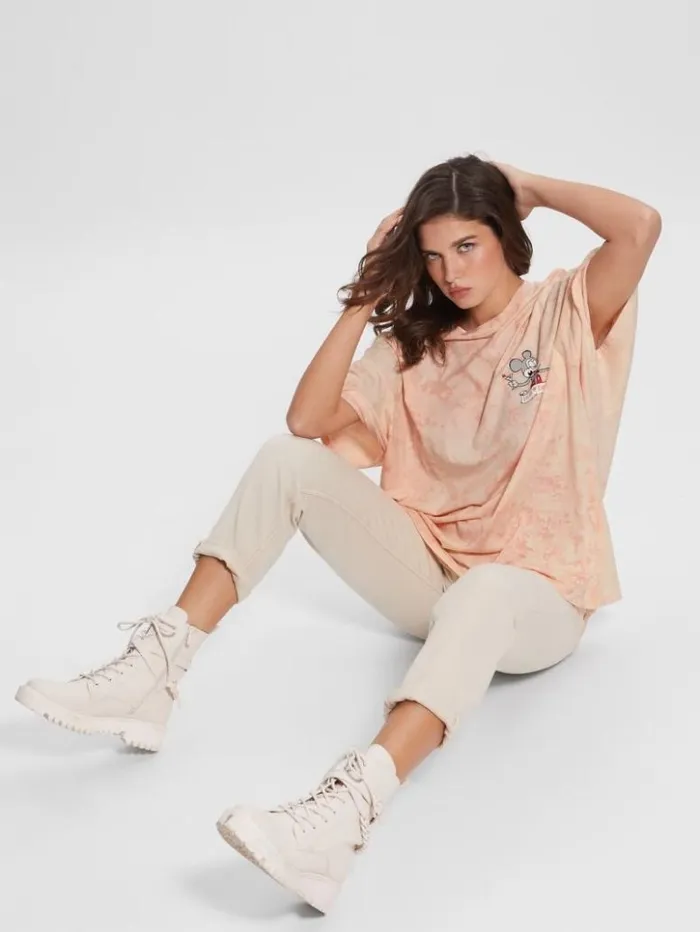Women GUESS Tops Martini Mouse Oversized Tee Hello Peach Multi