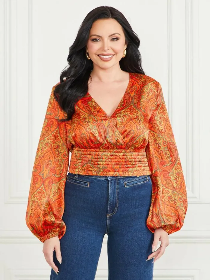 Women GUESS Tops Morris Paisley Top Morris Paisley Print