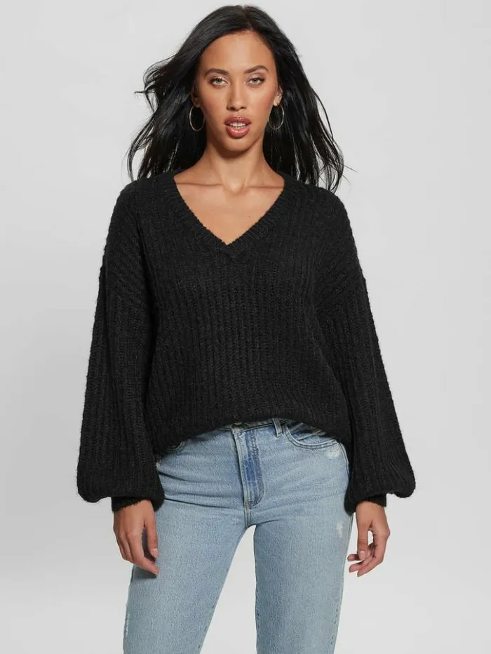 Women GUESS Tops Nara WoolBlend Sweater Black