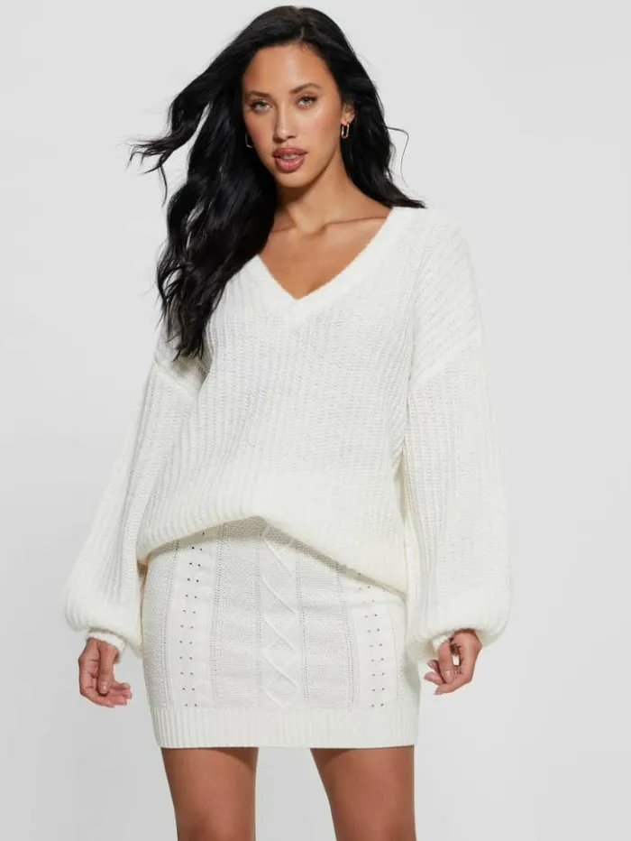 Women GUESS Tops Nara WoolBlend Sweater Dove White