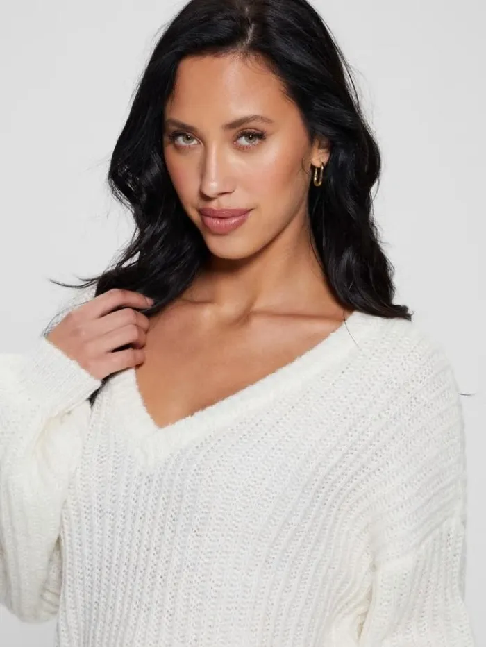 Women GUESS Tops Nara WoolBlend Sweater Dove White