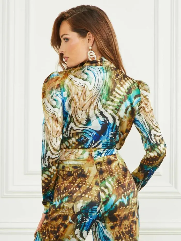 Women GUESS Tops Regina Printed Bodysuit Eutopia Print