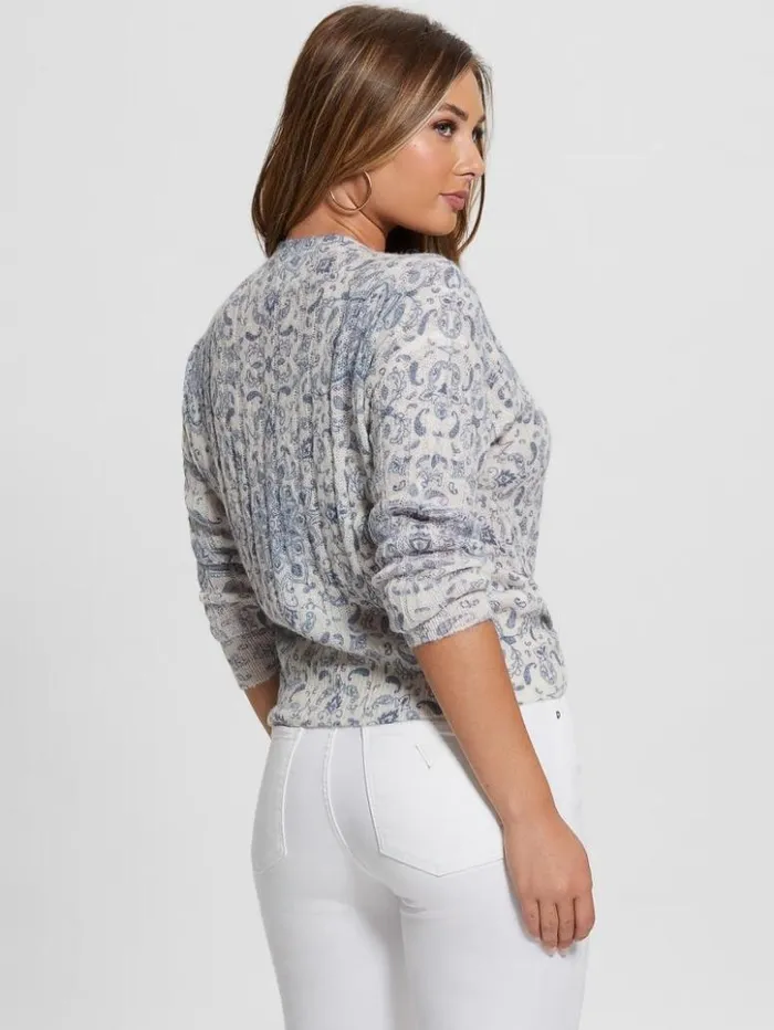 Women GUESS Tops Sabine Sweater Sashiko Square Bandana