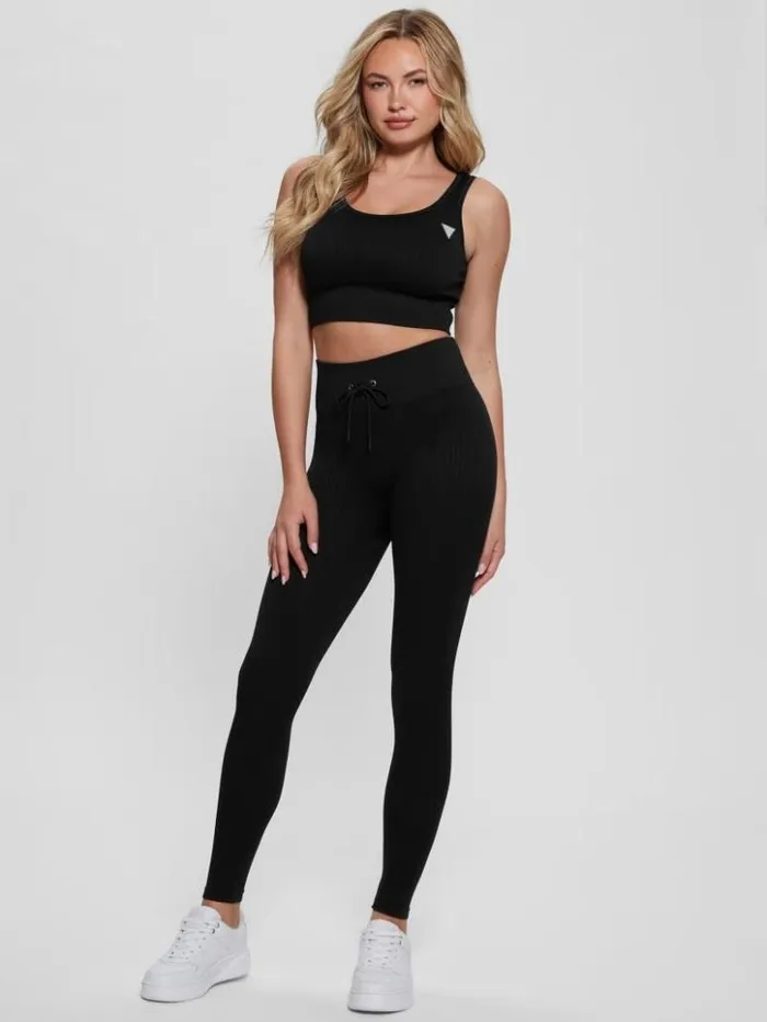 Women GUESS Tops Seamless Ribbed Active Bra Black