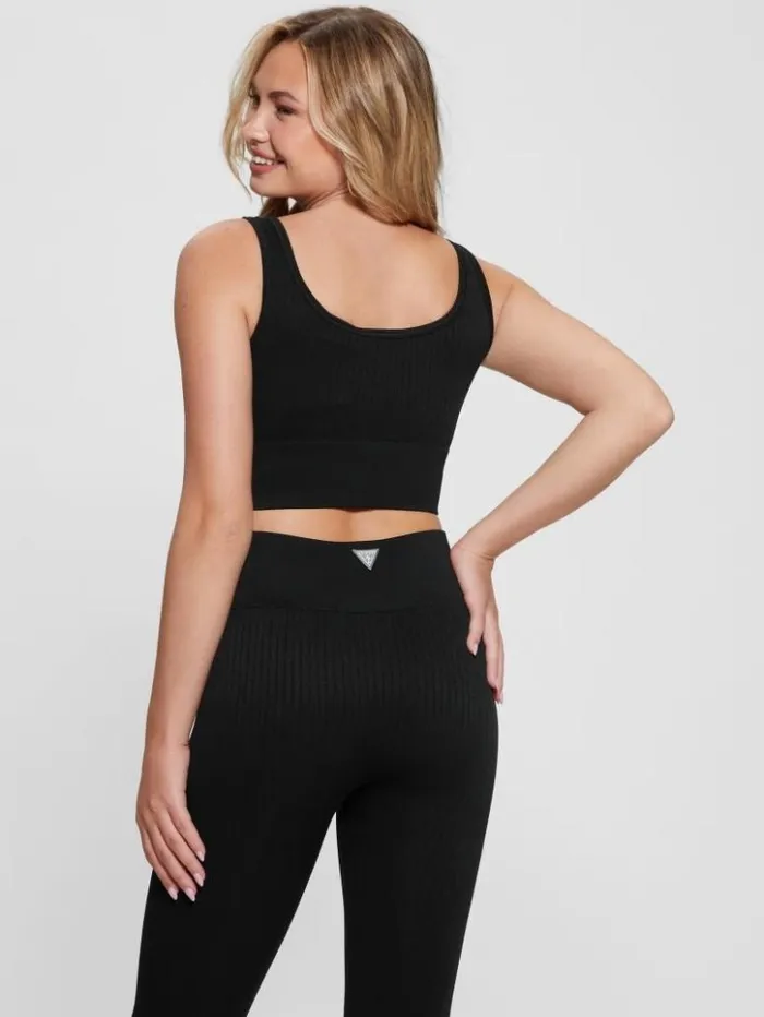 Women GUESS Tops Seamless Ribbed Active Bra Black