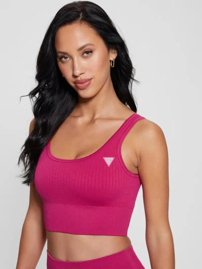 Women GUESS Tops Seamless Ribbed Active Bra Private Purple