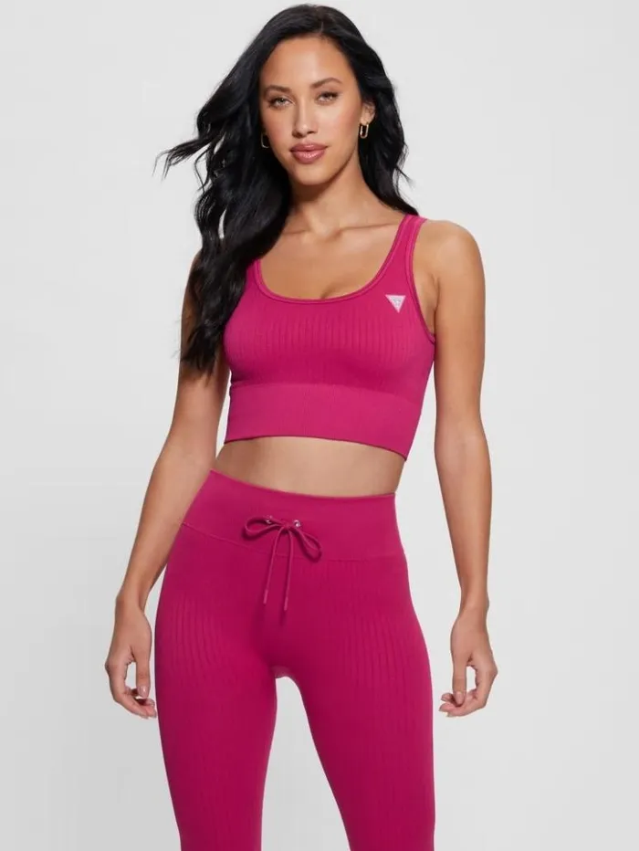 Women GUESS Tops Seamless Ribbed Active Bra Private Purple