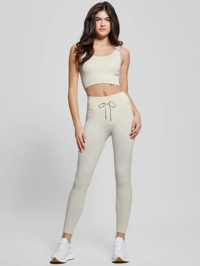 Women GUESS Tops Seamless Ribbed Active Bra Warm White