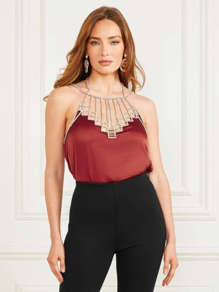 Women GUESS Tops The Fifi Top Red Noir