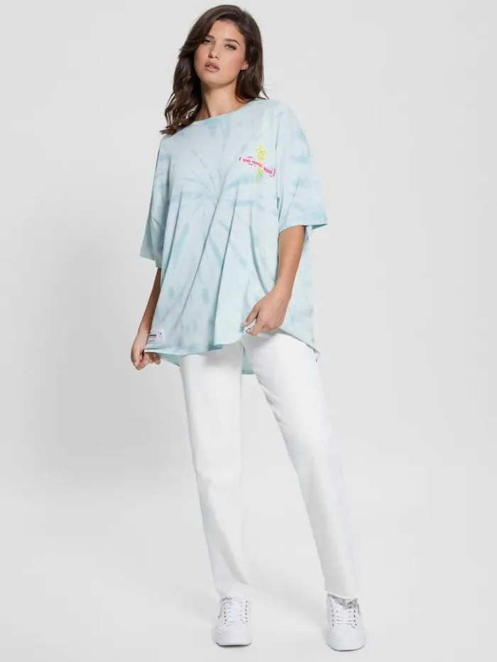 Women GUESS Tops This Planet Oversized Lounge Tee Vintage Sky Multi