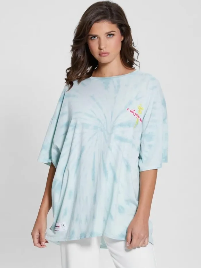 Women GUESS Tops This Planet Oversized Lounge Tee Vintage Sky Multi