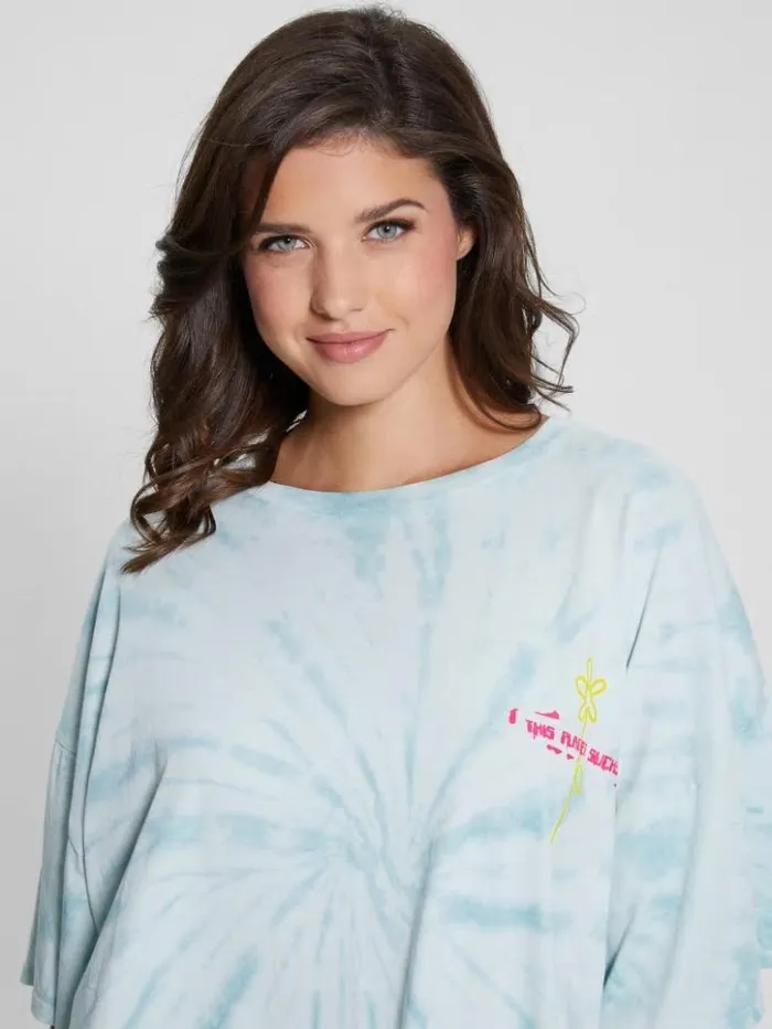 Women GUESS Tops This Planet Oversized Lounge Tee Vintage Sky Multi