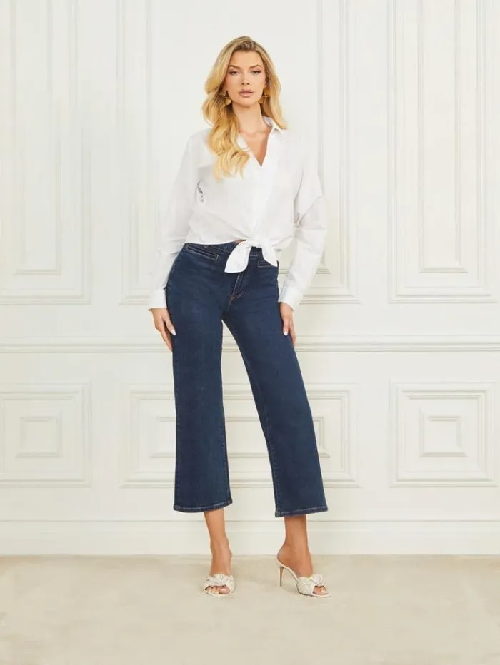 Women GUESS Tops Tiffany Poplin Blouse Blanc Pur