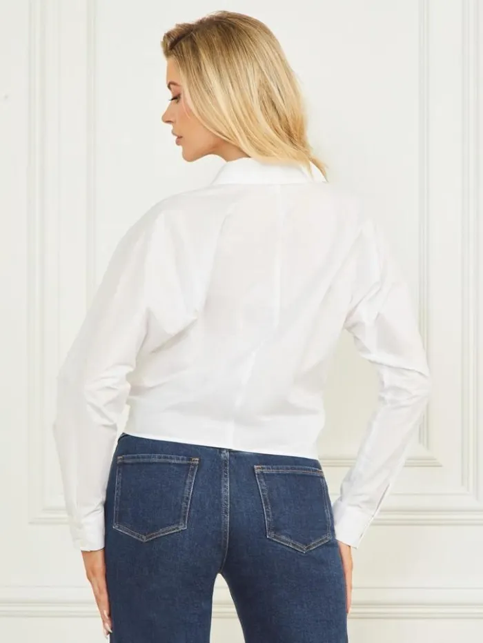 Women GUESS Tops Tiffany Poplin Blouse Blanc Pur
