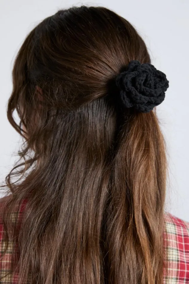 Women Hair Accessories Damson Madder 2 Pack Crochet Flower Hair Bobbles