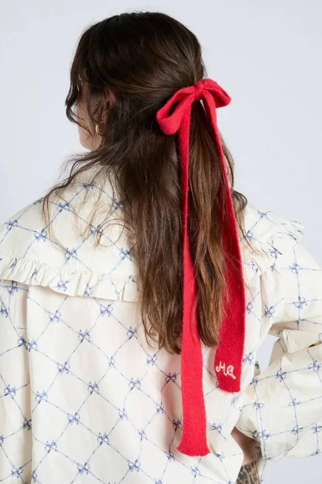 Women Hair Accessories Damson Madder Knitted Hair Bow