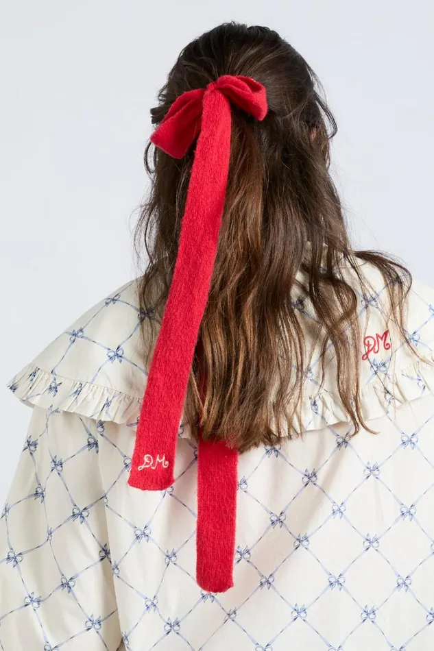 Women Hair Accessories Damson Madder Knitted Hair Bow