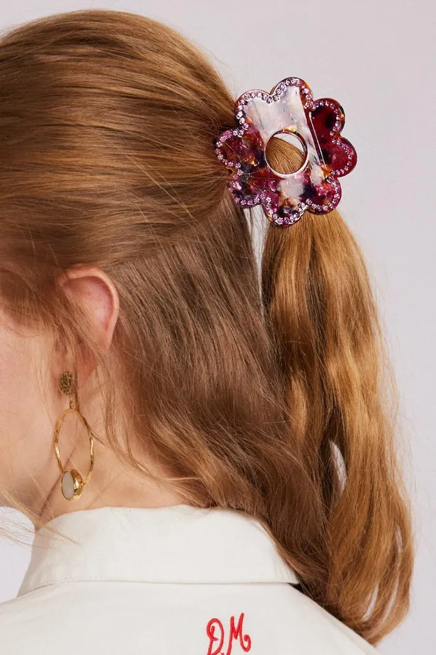 Women Hair Accessories Damson Madder Recycled Daisy Tort Hair Clip