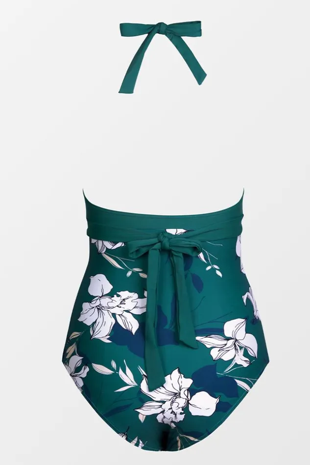 Women Halter and Lace Up Swimsuits Cupshe Charmed Romance Crossover One Piece Swimsuit Green