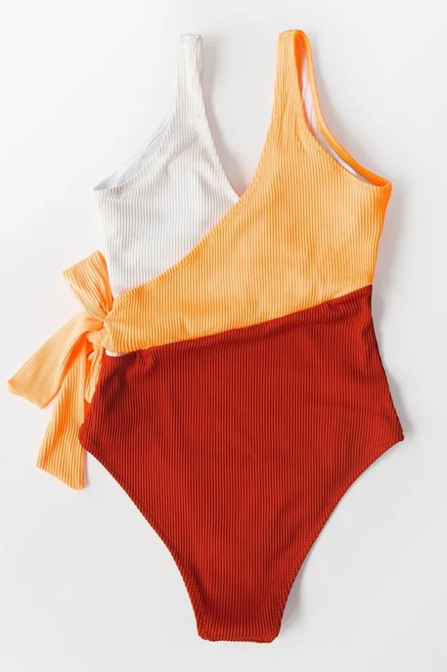 Women Halter and Lace Up Swimsuits Cupshe Colorblock Plunging One Piece Swimsuit Multicolor