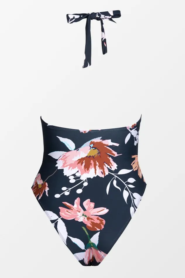 Women Halter and Lace Up Swimsuits Cupshe Selina Floral Laceup Halter One Piece Swimsuit Multicolor