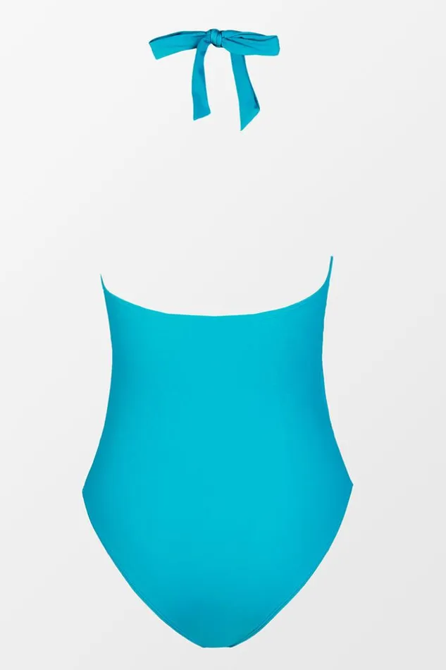 Women Halter and Lace Up Swimsuits Cupshe Spring Macaron Solid Front Sash Plunge One Piece Swimsuit Teal