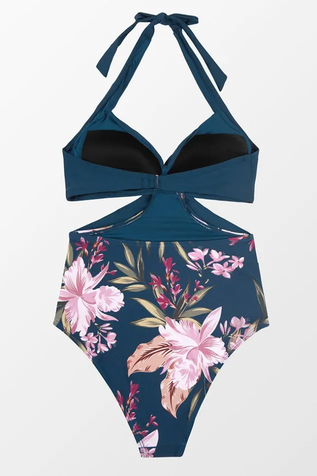 Women Halter and Lace Up Swimsuits Cupshe Winter Fantasy Wrap Front Cutout One Piece Swimsuit Multicolor