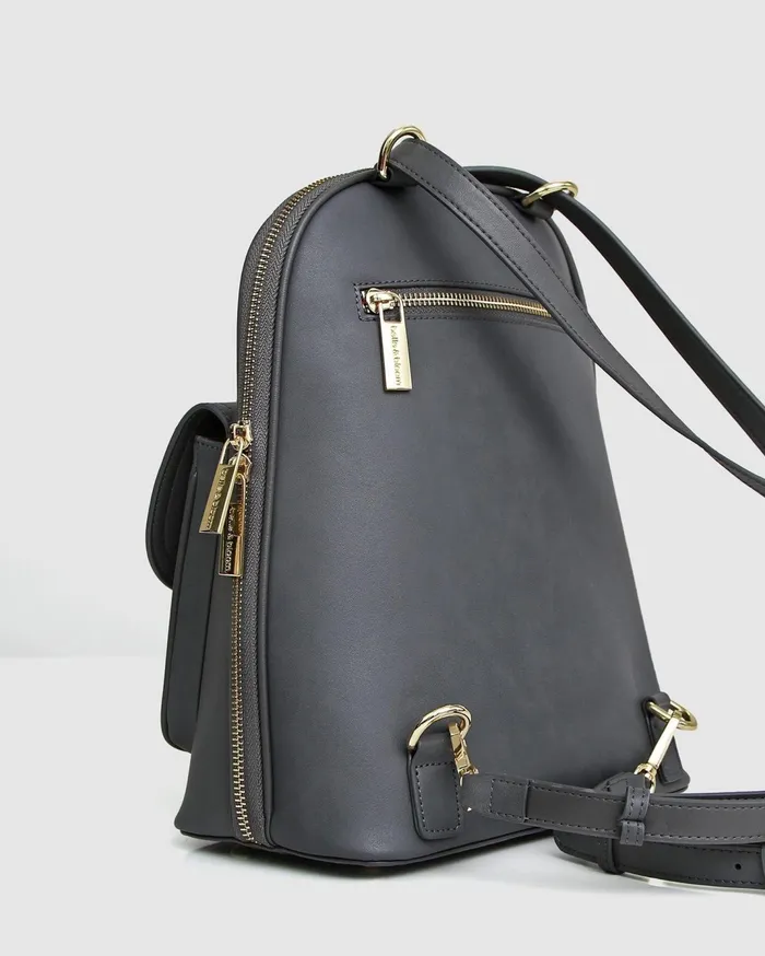 Women Handbags Belle and Bloom 5th Ave Leather Backpack 8211 Ash