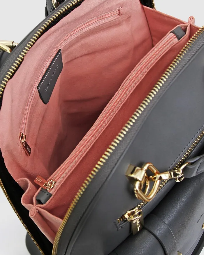 Women Handbags Belle and Bloom 5th Ave Leather Backpack 8211 Ash