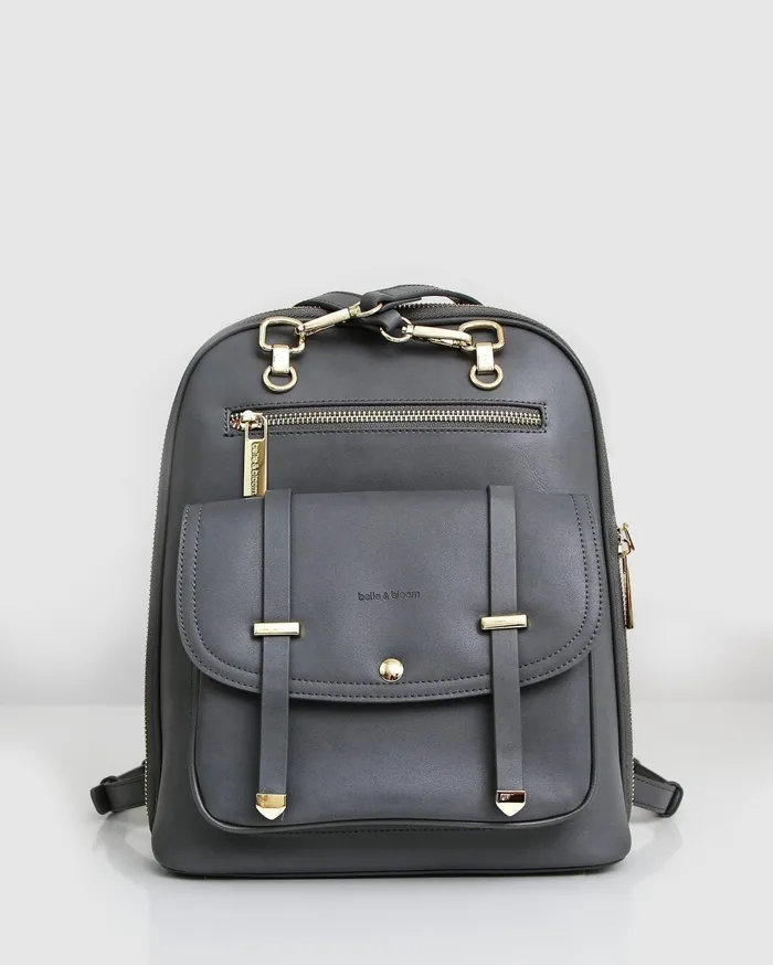 Women Handbags Belle and Bloom 5th Ave Leather Backpack 8211 Ash