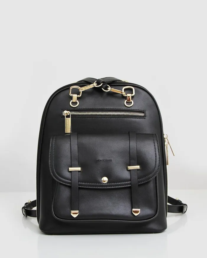 Women Handbags Belle and Bloom 5th Ave Leather Backpack 8211 Black