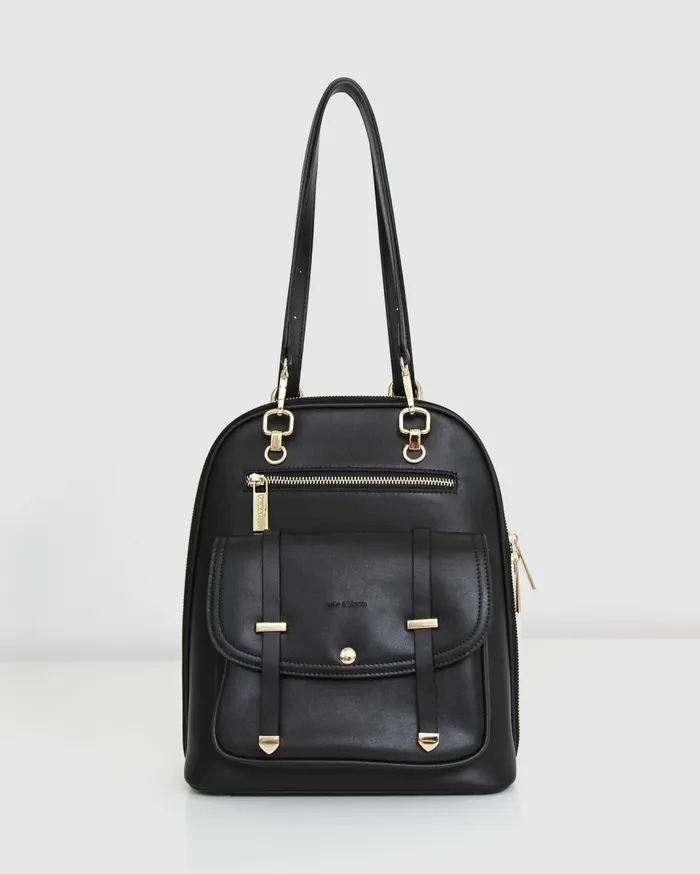 Women Handbags Belle and Bloom 5th Ave Leather Backpack 8211 Black