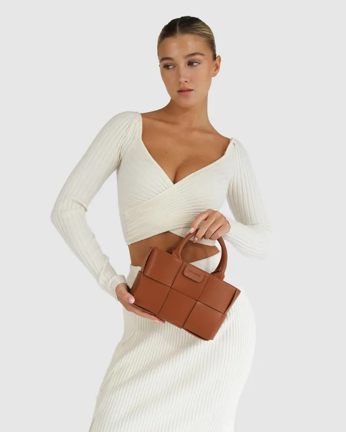 Women Handbags Belle and Bloom Little Love Woven Crossbody Bag 8211 Camel