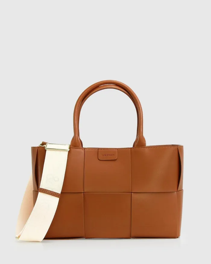 Women Handbags Belle and Bloom Long Way Home Woven Tote 8211 Camel