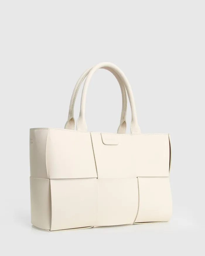 Women Handbags Belle and Bloom Long Way Home Woven Tote 8211 Cream