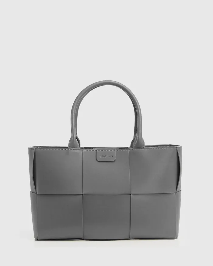 Women Handbags Belle and Bloom Long Way Home Woven Tote 8211 Grey