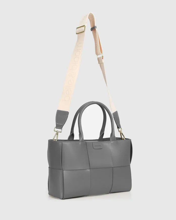 Women Handbags Belle and Bloom Long Way Home Woven Tote 8211 Grey