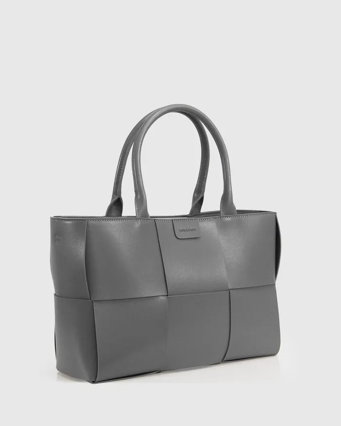 Women Handbags Belle and Bloom Long Way Home Woven Tote 8211 Grey