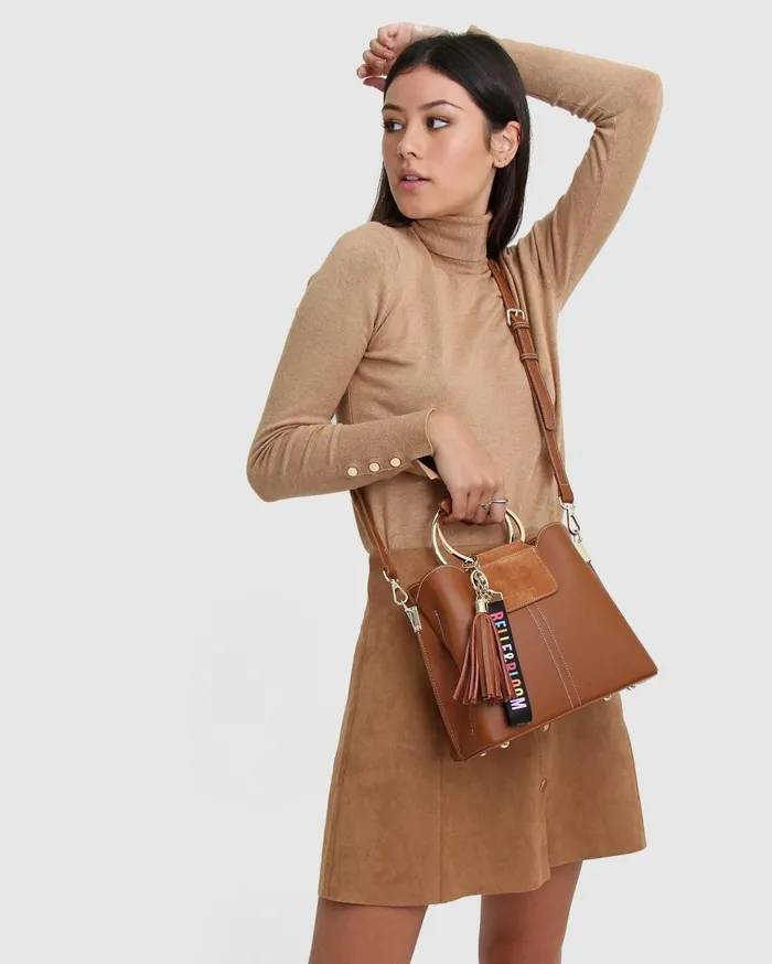 Women Handbags Belle and Bloom Twilight Leather CrossBody Bag 8211 Brown