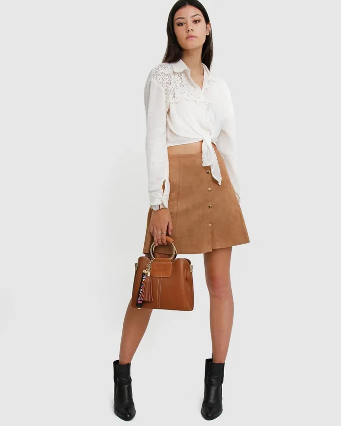 Women Handbags Belle and Bloom Twilight Leather CrossBody Bag 8211 Brown