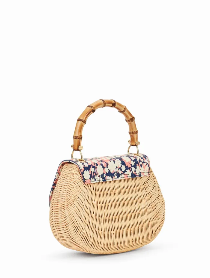 Women Handbags Talbots Bamboo Handle Wicker Bag Natural