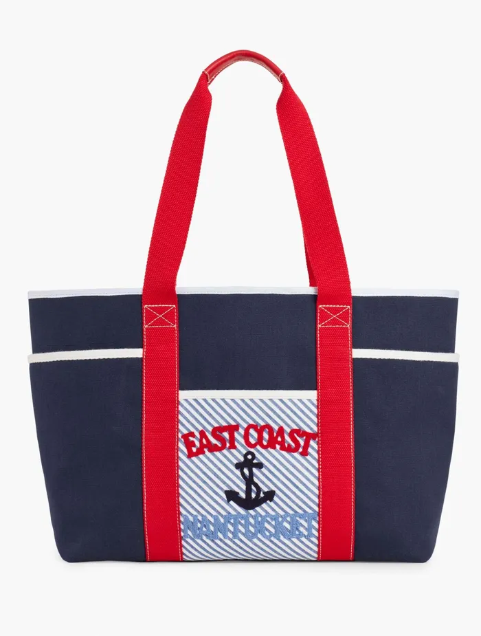 Women Handbags Talbots Nantucket Canvas Tote Bag Indigo Multi