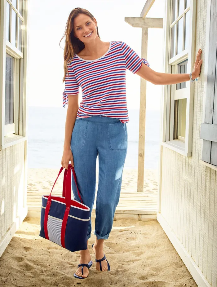 Women Handbags Talbots Nantucket Canvas Tote Bag Indigo Multi