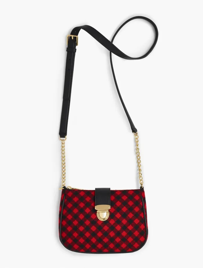 Women Handbags Talbots Pushlock Crossbody Bag Red Popblack