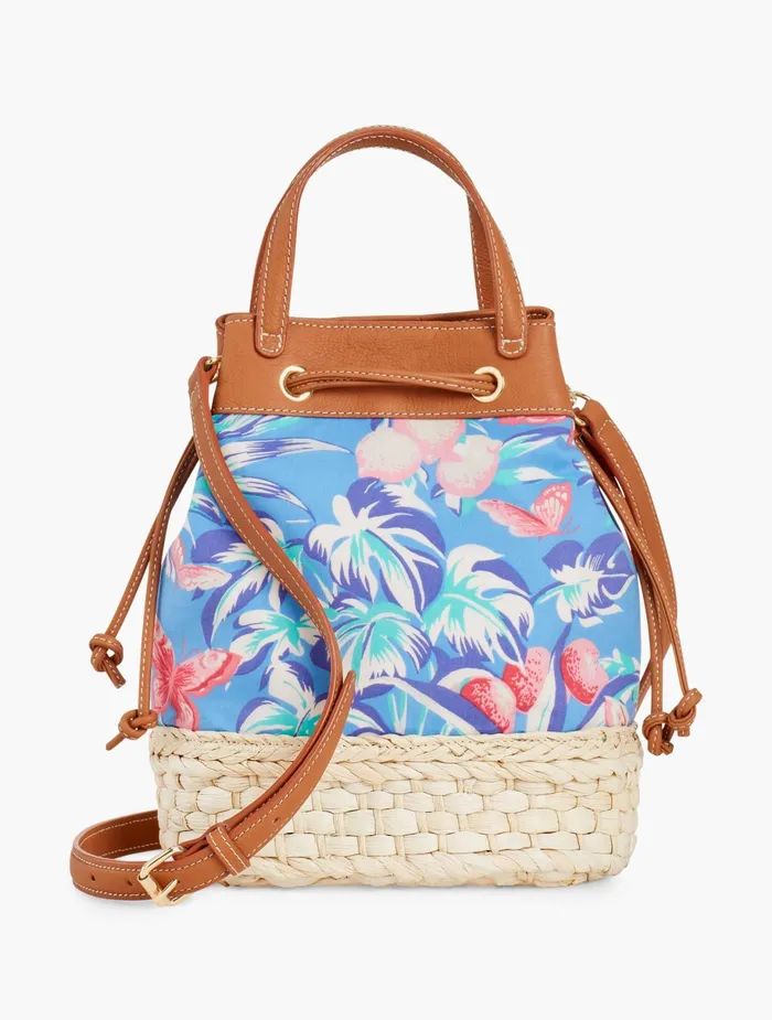 Women Handbags Talbots Ratti Tropical Print Drawstring Bucket Bag Blue Multi