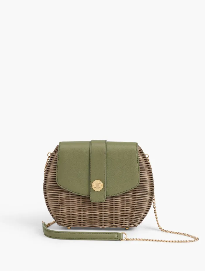 Women Handbags Talbots Wicker Crossbody Bag Jungle Green