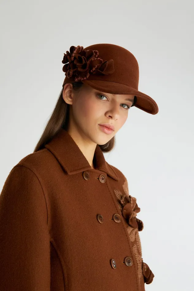 Women Hats And Headbands Ermanno Scervino Designer Wool Brown Baseball Hat 8211 Emanno Scervino 8211 Ermanno Scervino Brown